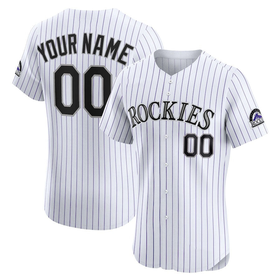 Custom Colorado Rockies Home Elite Jersey – White Baseball Jerseys