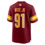 Johmsee W.Commanders #91 Deatrich Wise Jr. Burgundy Team Game Jersey