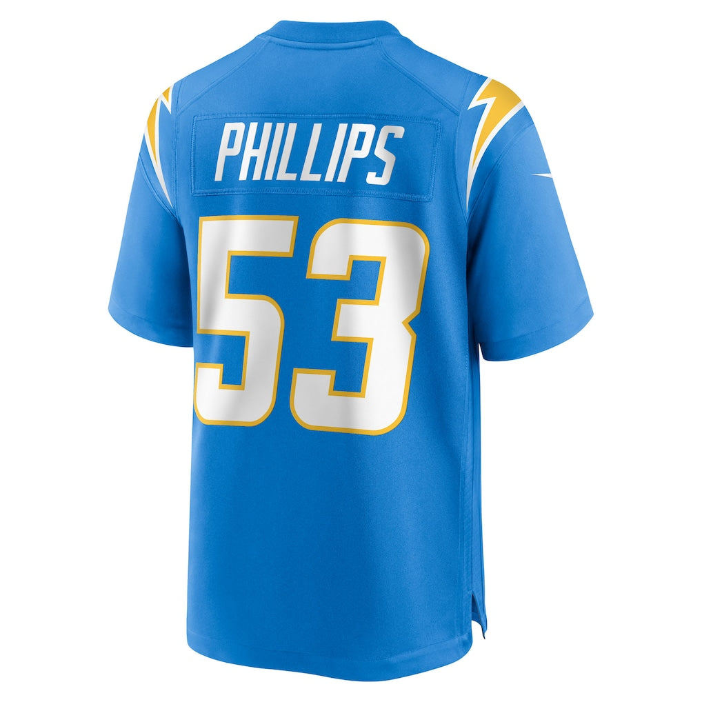 Johmsee LA.Chargers #53 Del'Shawn Phillips Powder Blue Team Game Jersey
