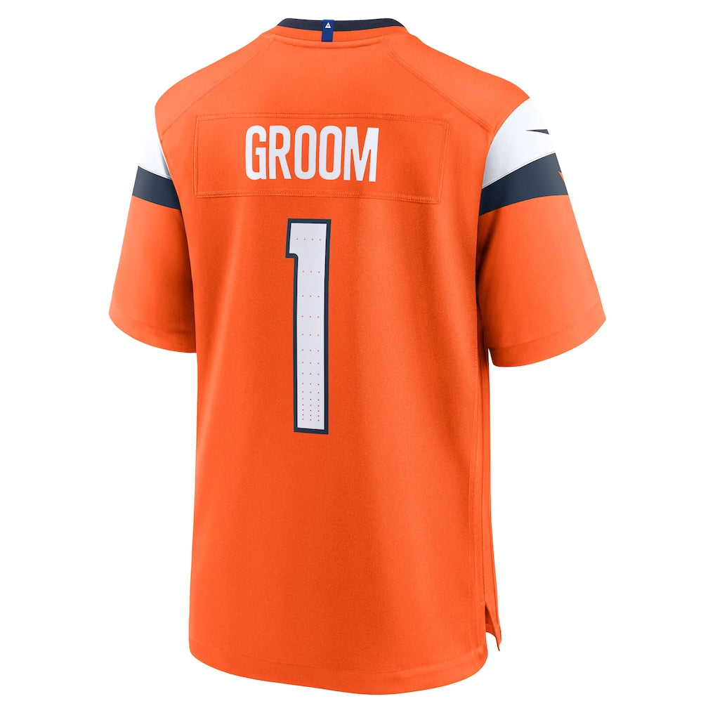 Johmsee D.Broncos #1 Groom Orange Game Jersey