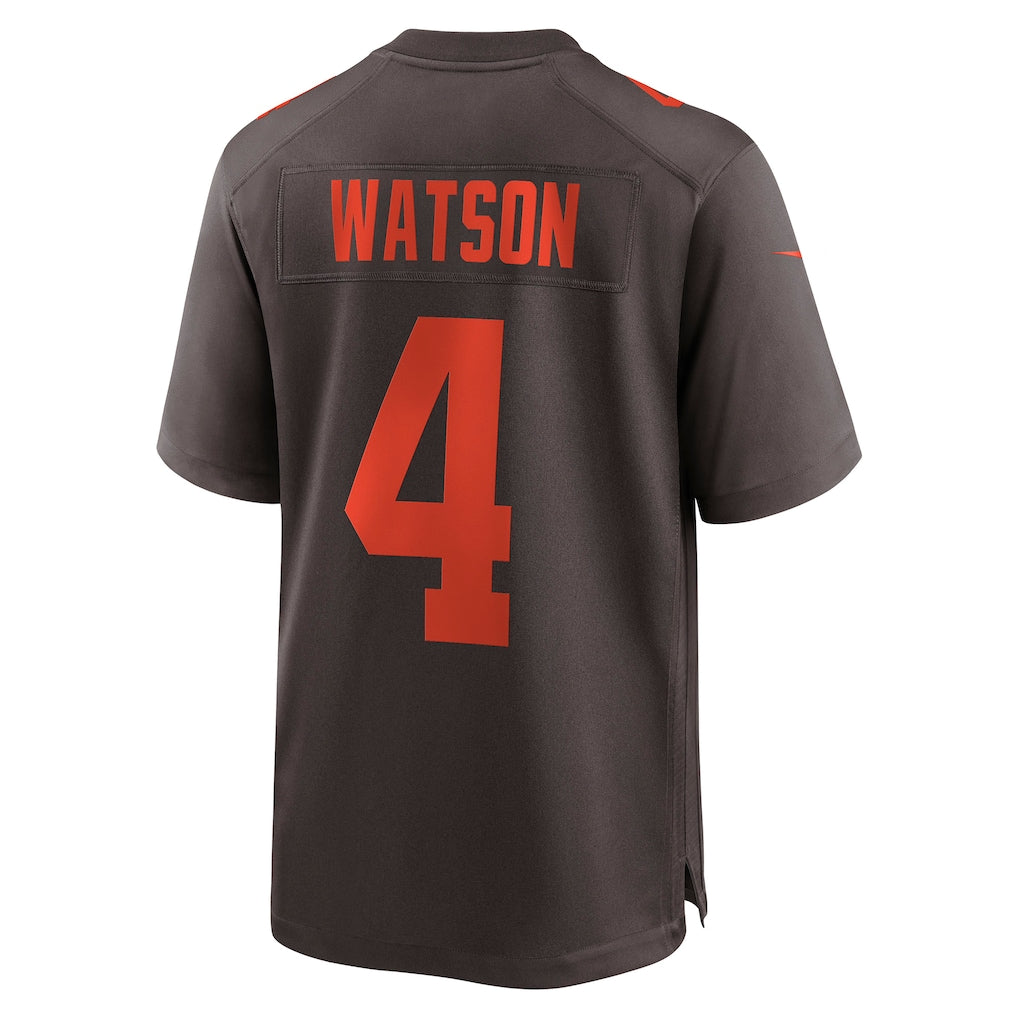 Johmsee C.Browns #4 Deshaun Watson Brown Alternate Game Jersey