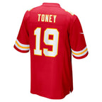 Johmsee KC.Chiefs #19 Kadarius Toney Red Game Player Jersey