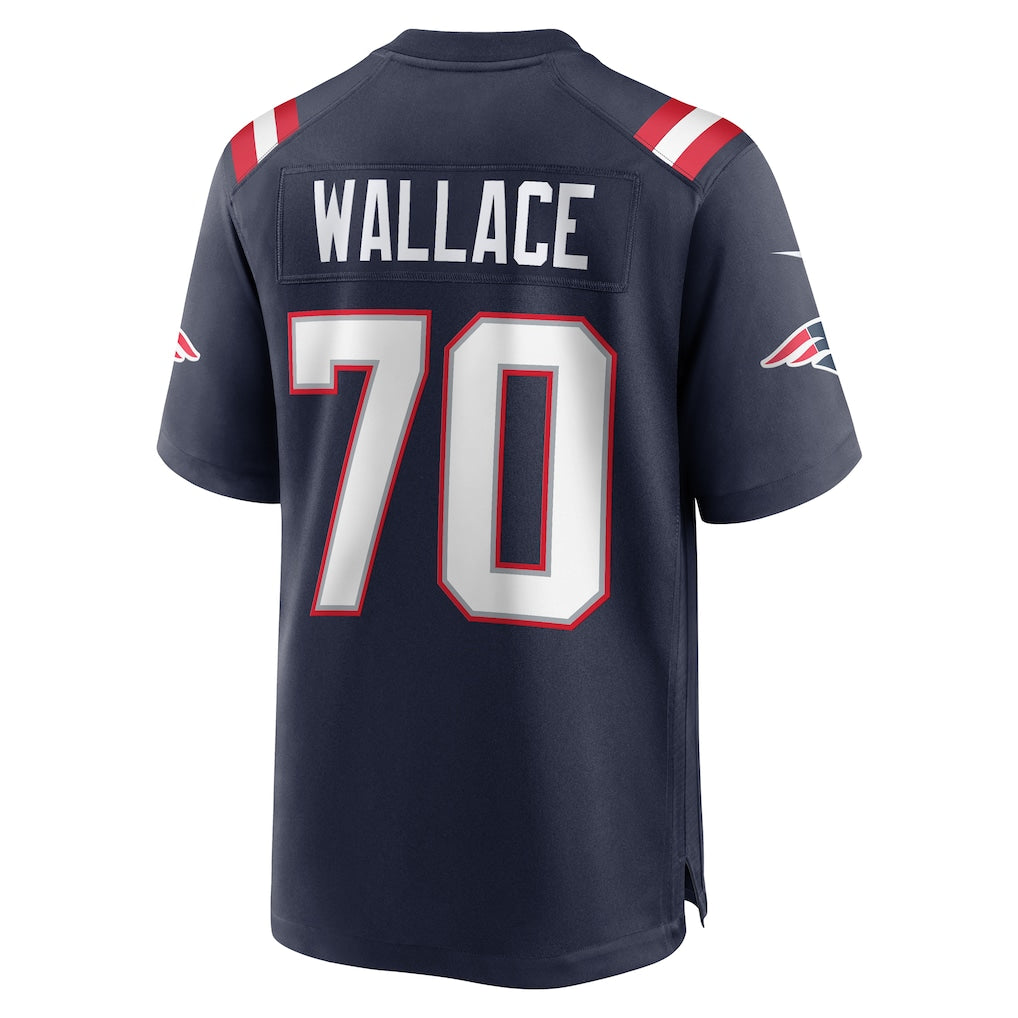 Johmsee NE.Patriots #70 Caedan Wallace Navy Game Retired Player Jersey