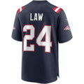 Johmsee NE.Patriots #24 Ty Law Navy Game Retired Player Jersey