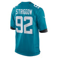 Johmsee J.Jaguars #92 Danny Striggow Teal Game Player Jersey