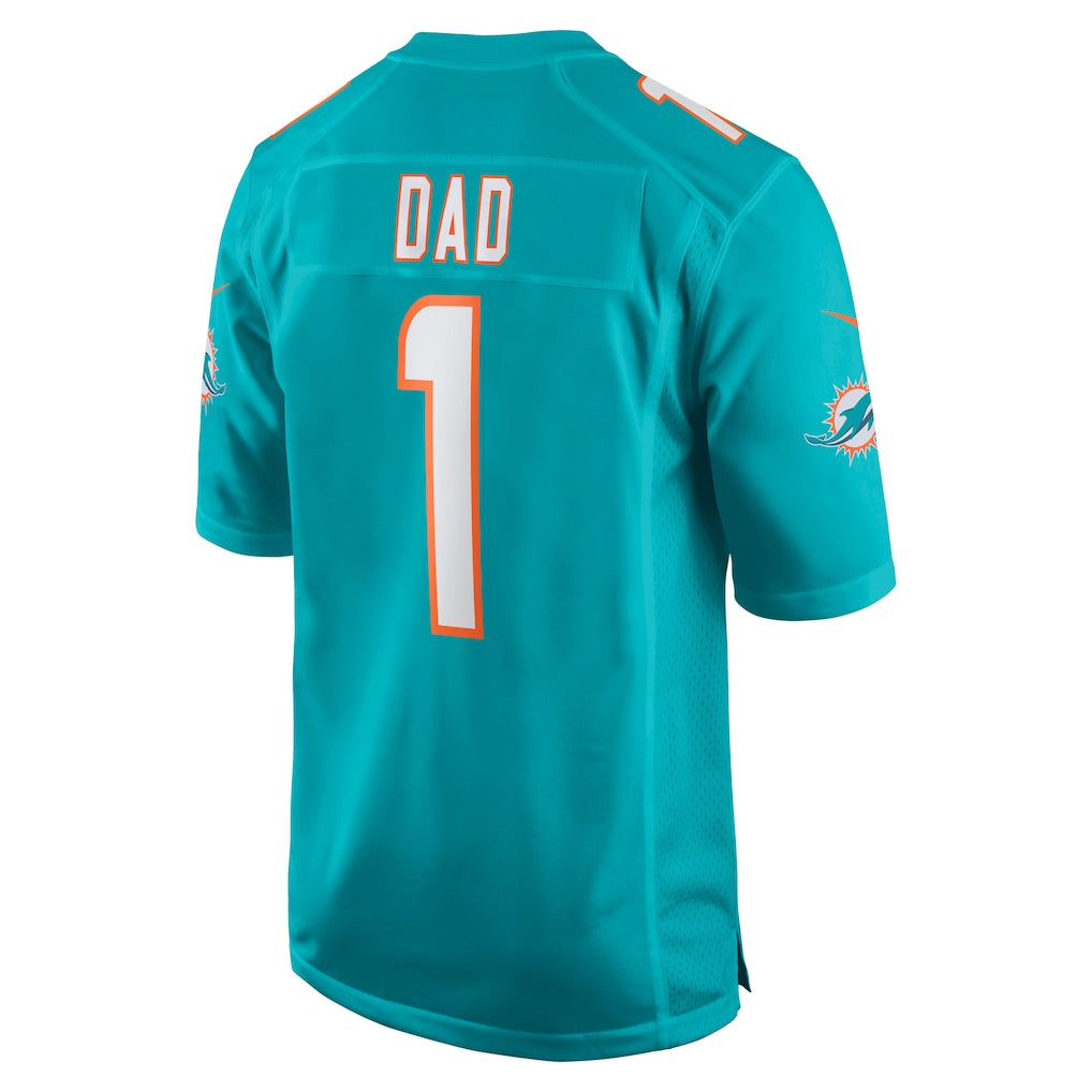 Johmsee M.Dolphins #1 Dad Aqua Game Jersey