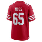 Johmsee SF.49ers #65 Drew Moss Scarlet Team Game Jersey