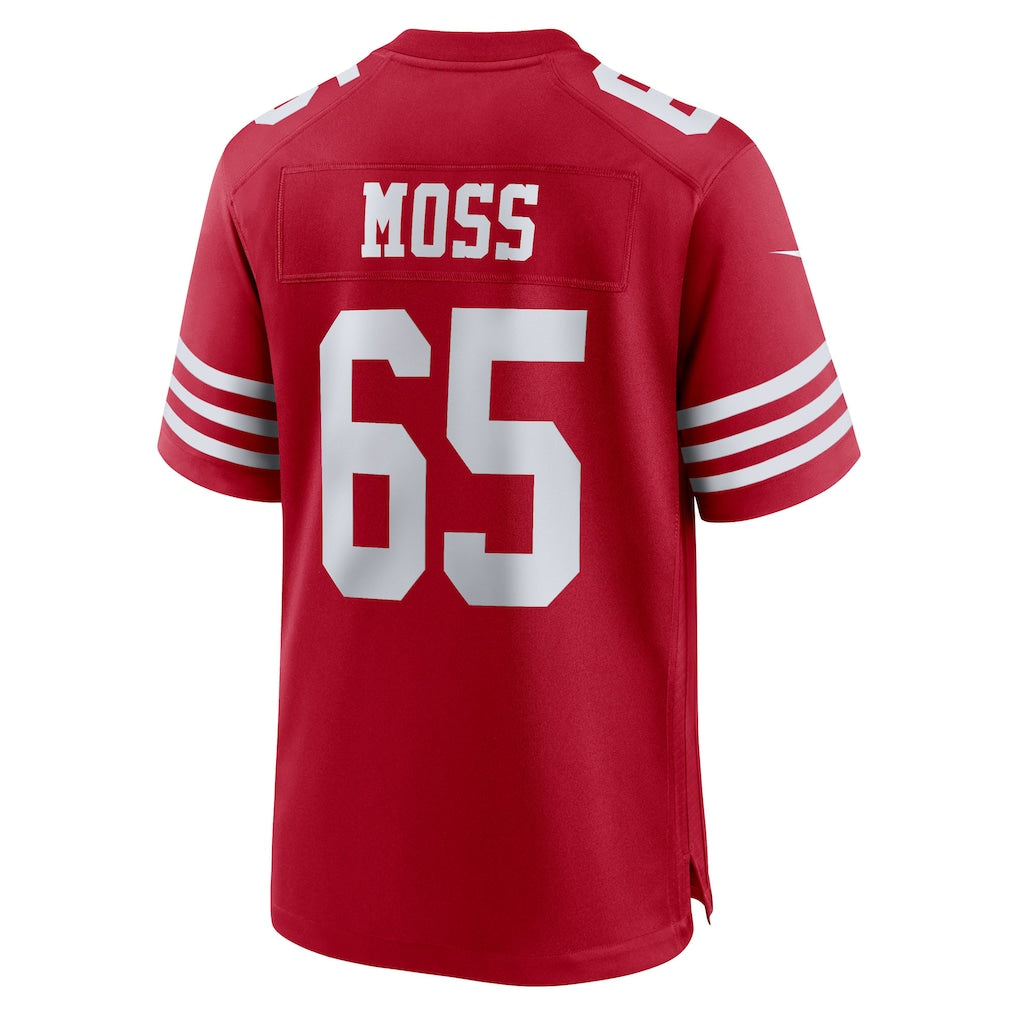 Johmsee SF.49ers #65 Drew Moss Scarlet Team Game Jersey