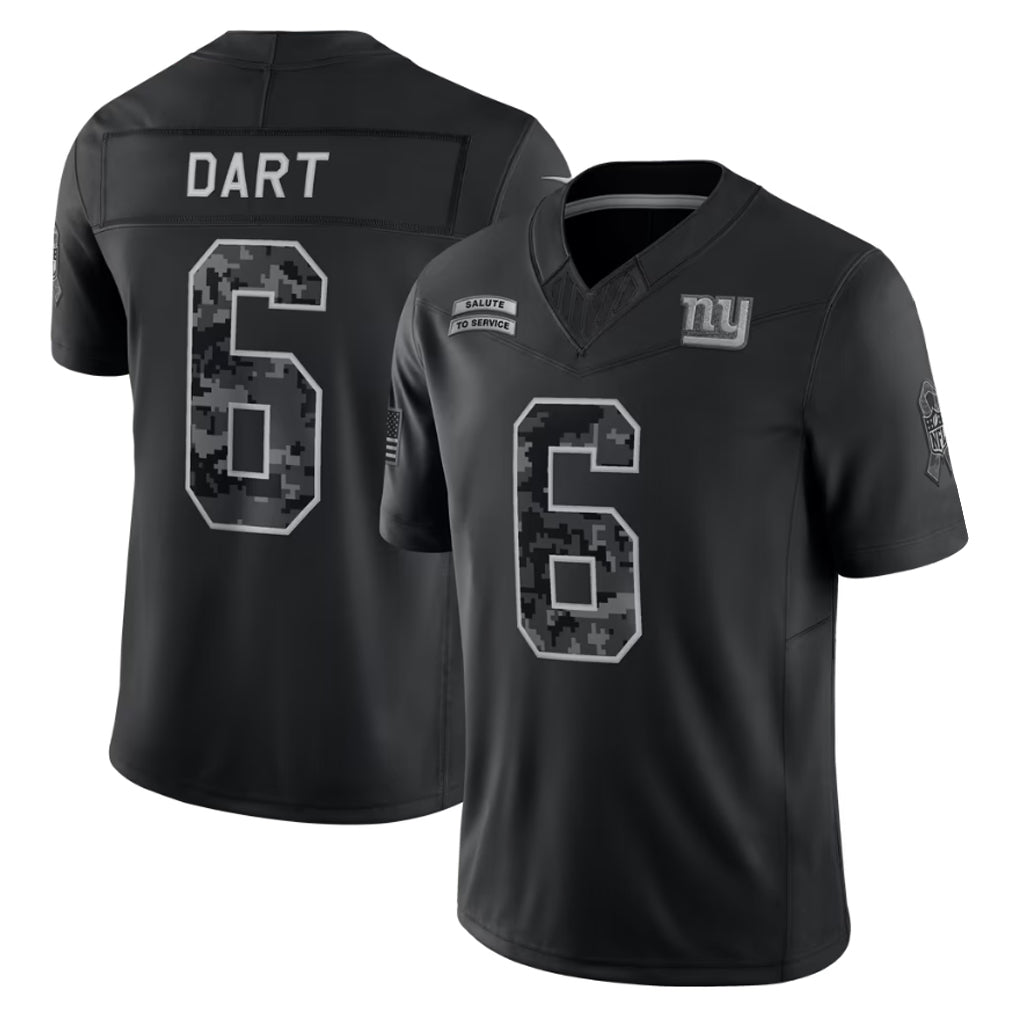 Johmsee NY.Giants #6 Jaxson Dart Player Black Limited 2026 Salute to Service Home Game Stitched Jerseys