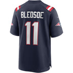 Johmsee NE.Patriots #11 Drew Bledsoe Navy Game Retired Player Jersey