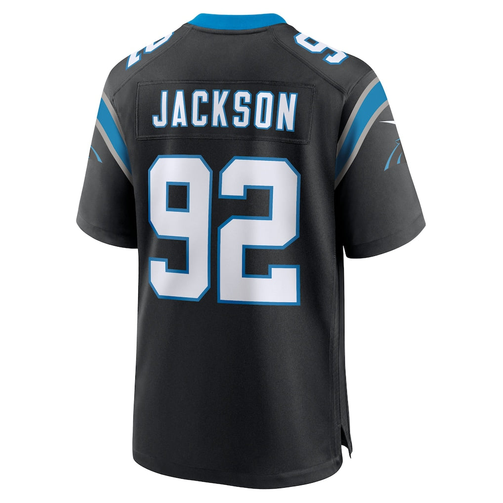 Johmsee C.Panthers #92 Cam Jackson Black Team Game Jersey