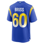 Johmsee LA.Rams #60 Logan Bruss Royal Game Player Jersey
