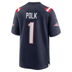 Johmsee NE.Patriots #1 Ja'Lynn Polk Navy Game Player Jersey