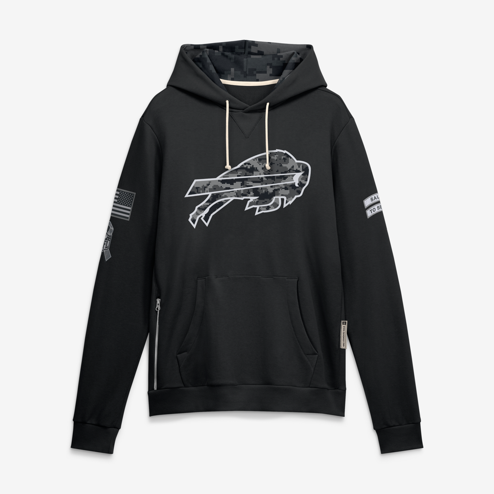 Johmsee B.Bills Black 2026 Salute to Service Sideline Dri-FIT Pullover Hoodie Jerseys