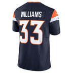 Johmsee D.Broncos #33 Javonte Williams Navy Mile High Collection Vapor F.U.S.E. Limited Jersey