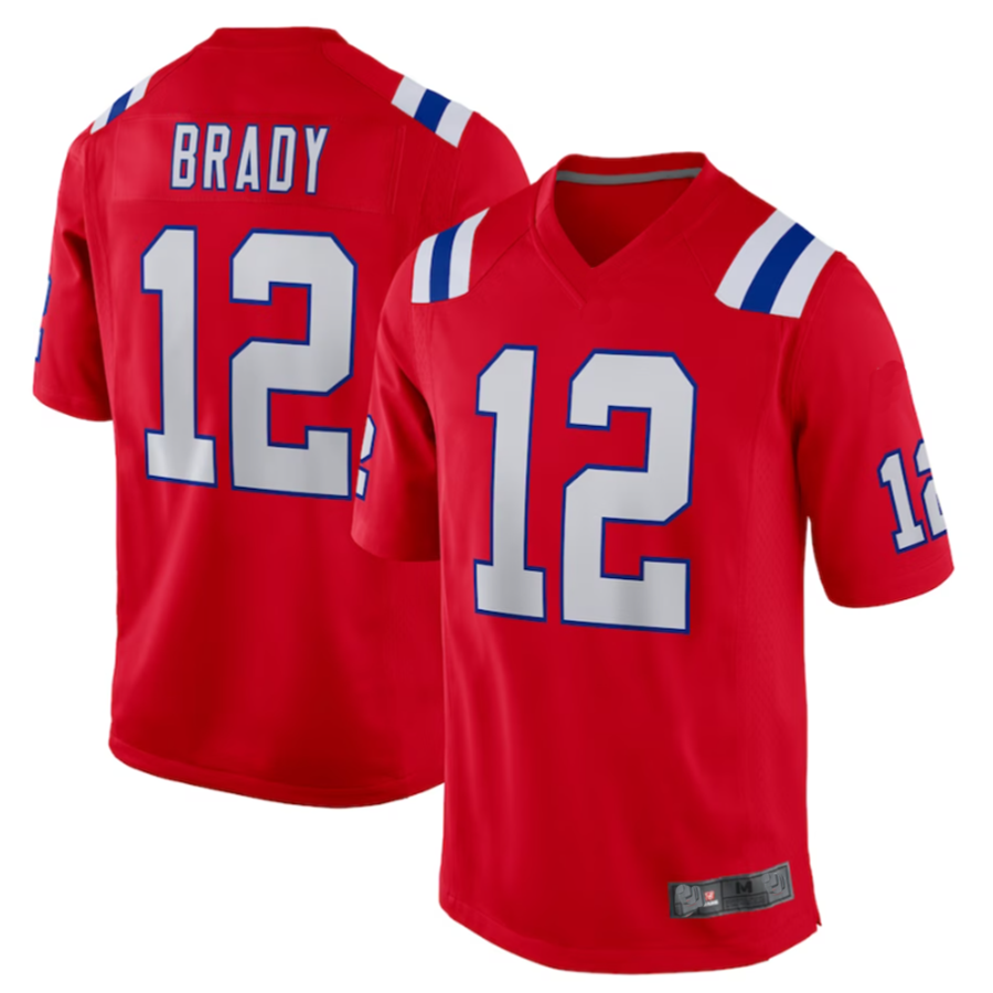 Johmsee NE.Patriots #12 Tom Brady Player Red Game Stitched Jerseys