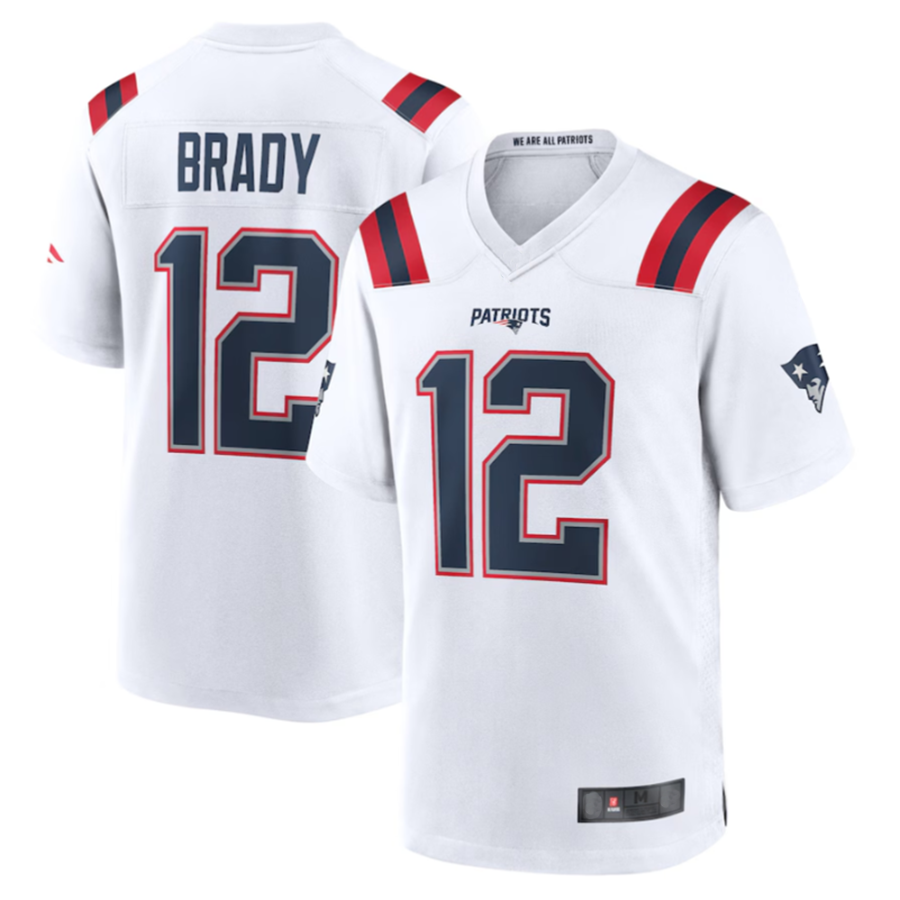 Johmsee NE.Patriots #12 Tom Brady Player White Game Stitched Jerseys