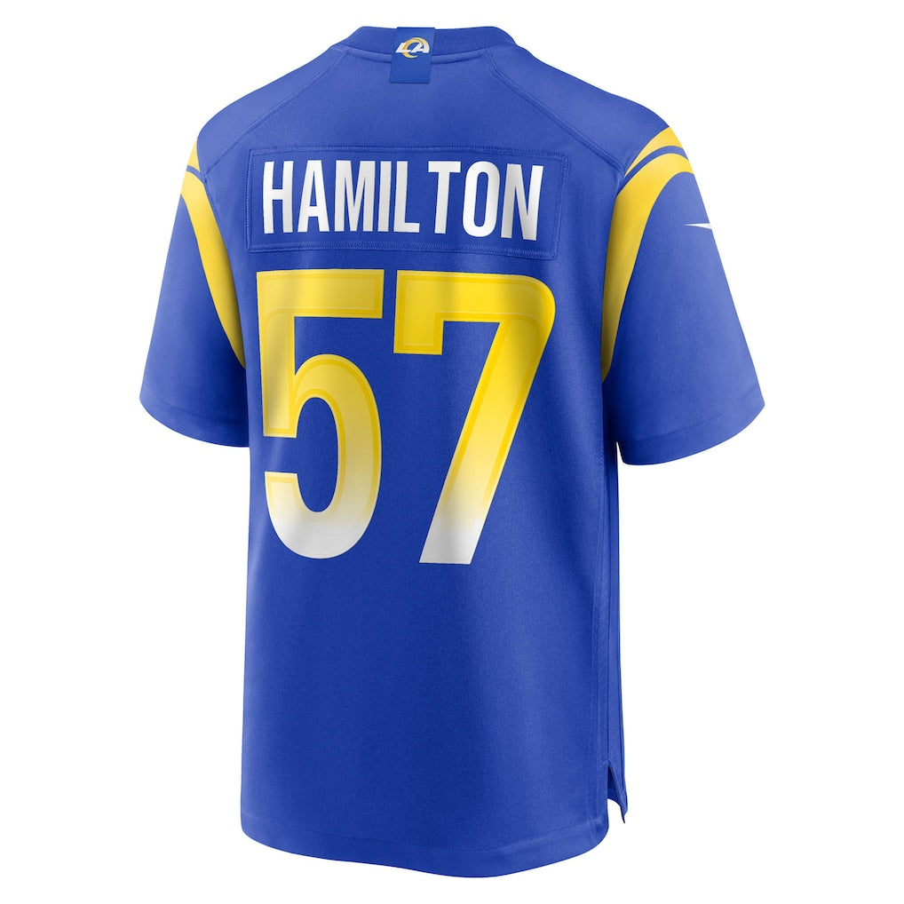 Johmsee LA.Rams #57 Ty Hamilton Royal Team Game Jersey