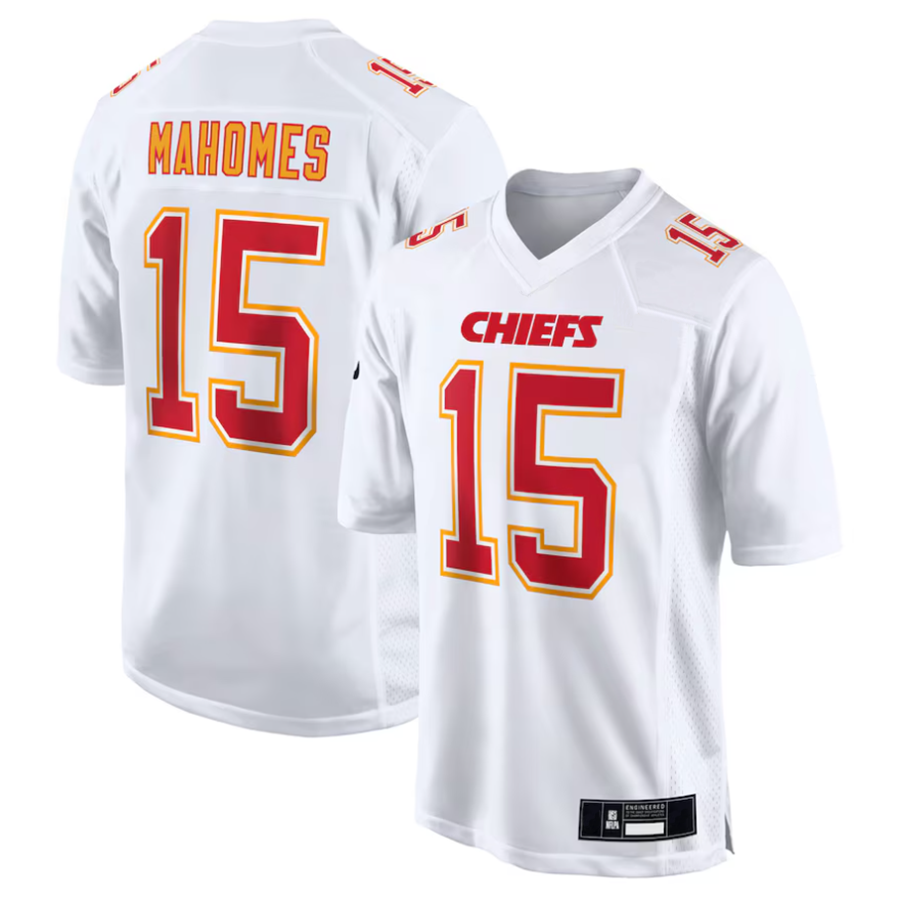Johmsee #15 Patrick Mahomes Player KC.Chiefs Carbon White Fashion Game Stitched Jerseys