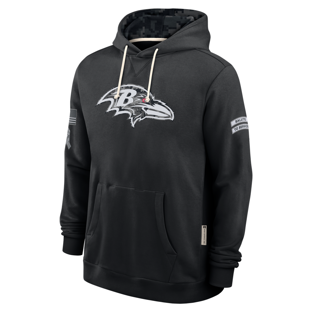 Johmsee B.Ravens Black 2026 Salute to Service Sideline Dri-FIT Pullover Hoodie Jerseys