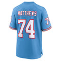 Johmsee T.Titans #74 Bruce Matthews Light Blue Retired Player Alternate Game Jersey