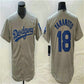 Los Angeles Dodgers #18 Yoshinobu Yamamoto Grey Home Authentic Patch Jersey Baseball Jerseys