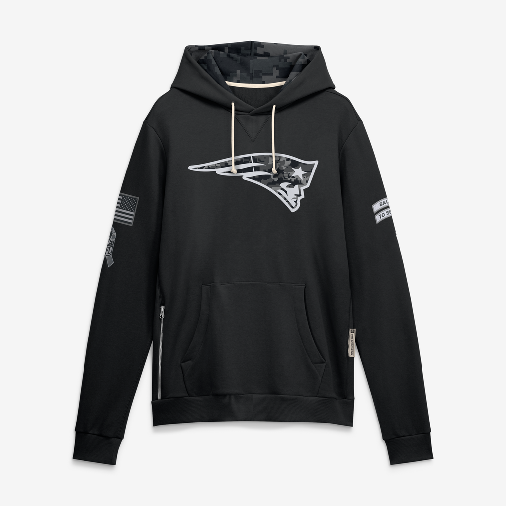 Johmsee NE.Patriots Black 2026 Salute to Service Sideline Dri-FIT Pullover Hoodie Jerseys
