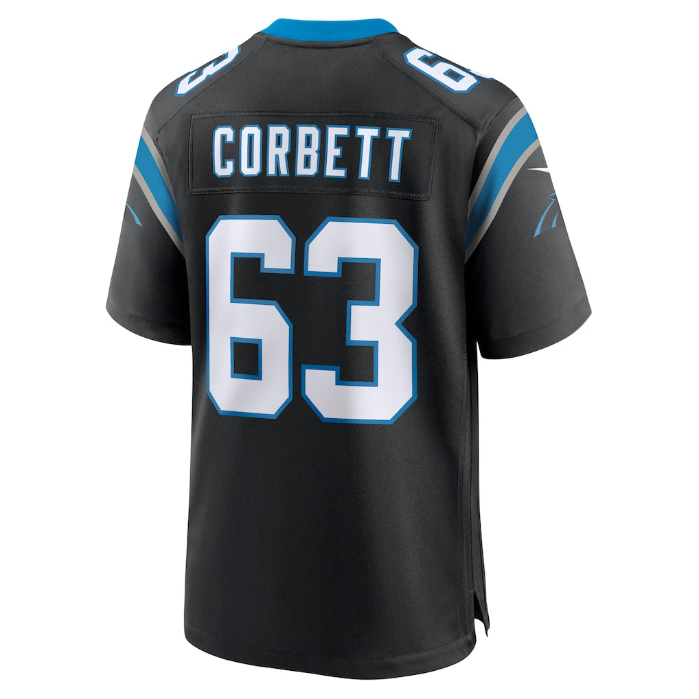 Johmsee C.Panthers #63 Austin Corbett Black Team Game Jersey