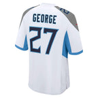 Johmsee T.Titans #27 Eddie George White Retired Player Game Jersey