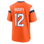 Johmsee D.Broncos #12 RJ Harvey Orange Team Game Jersey