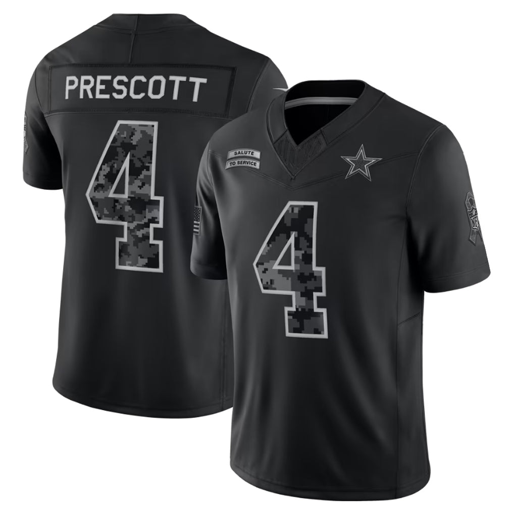 Johmsee D.Cowboys #4 Dak Prescott Player Black Limited 2026 Salute to Service Home Game Stitched Jerseys
