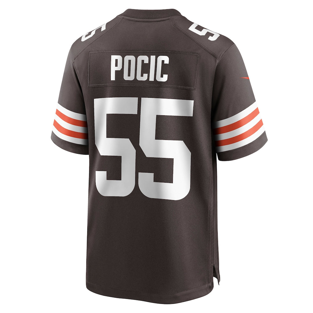 Johmsee C.Browns #55 Ethan Pocic Brown Game Jersey