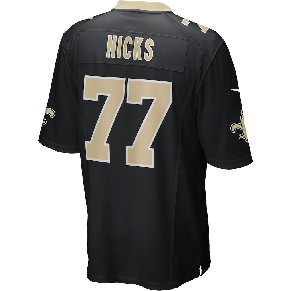 Johmsee NO.Saints #77 Carl Nicks Black Game Retired Player Jersey