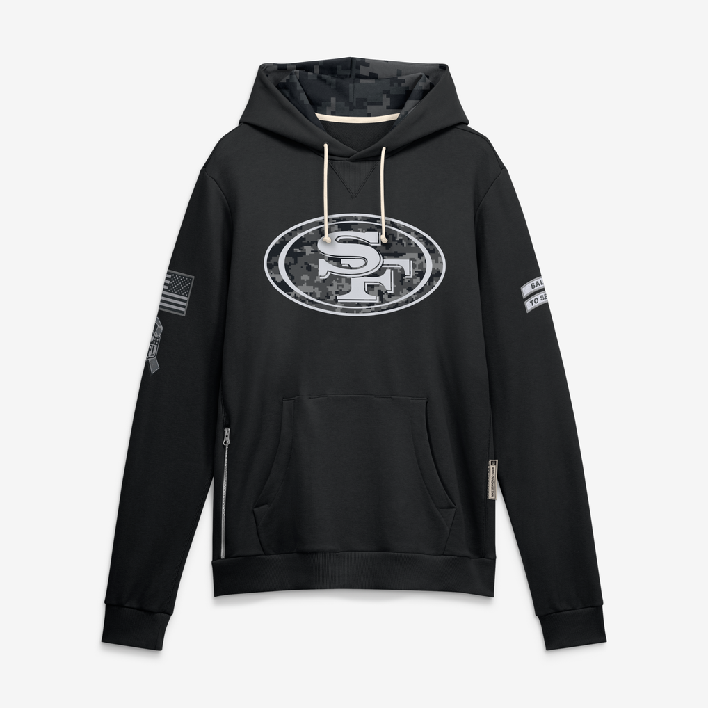 Johmsee SF.49ers Black 2026 Salute to Service Sideline Dri-FIT Pullover Hoodie Jerseys