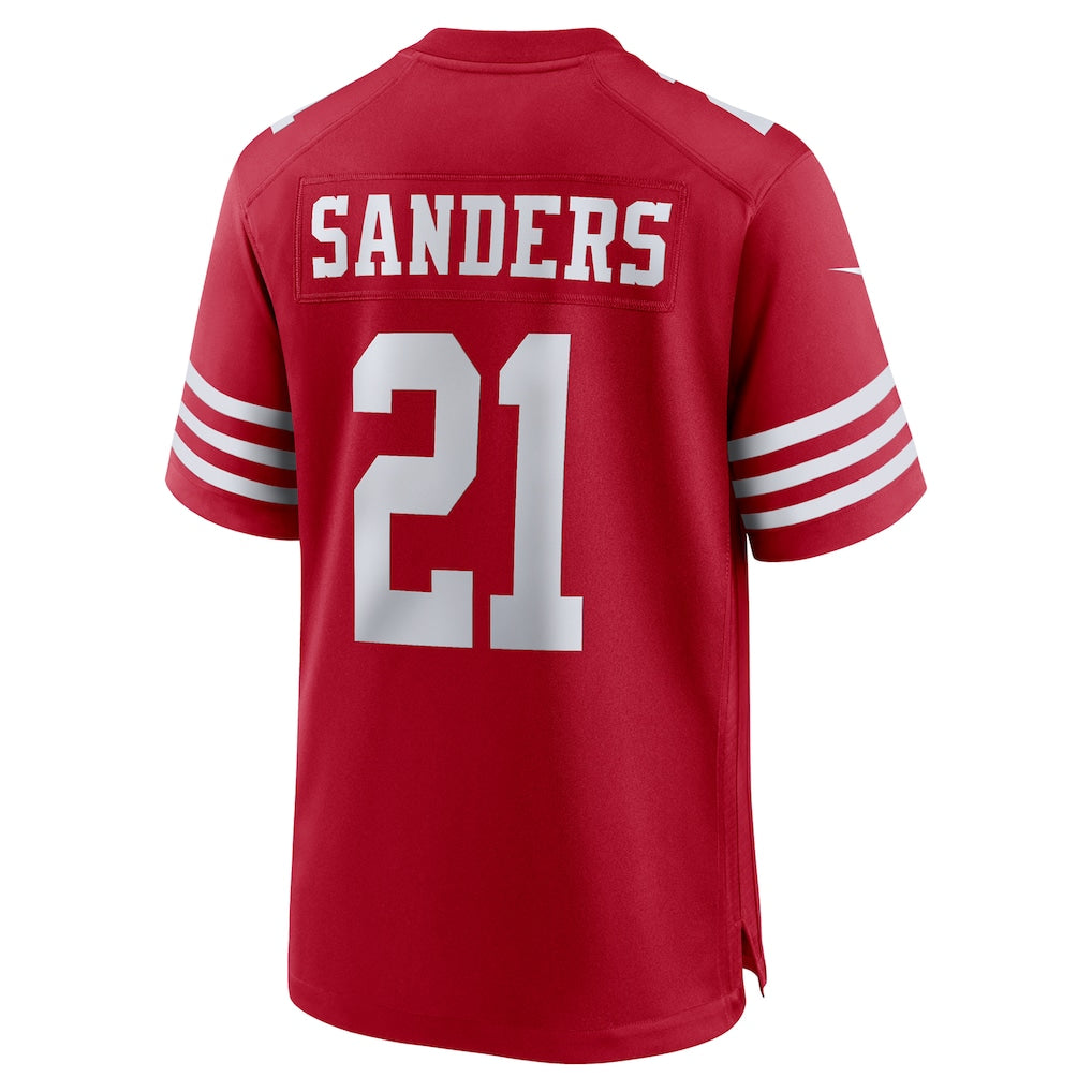 Johmsee SF.49ers #21 Deion Sanders Scarlet Team Retired Player Game Jersey