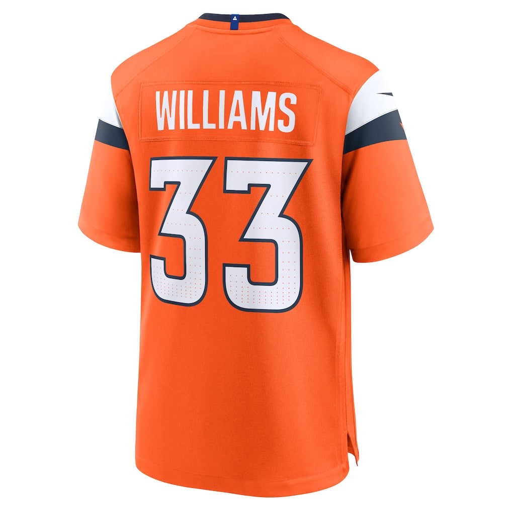 Johmsee D.Broncos #33 Javonte Williams Orange Mile High Collection Game Jersey