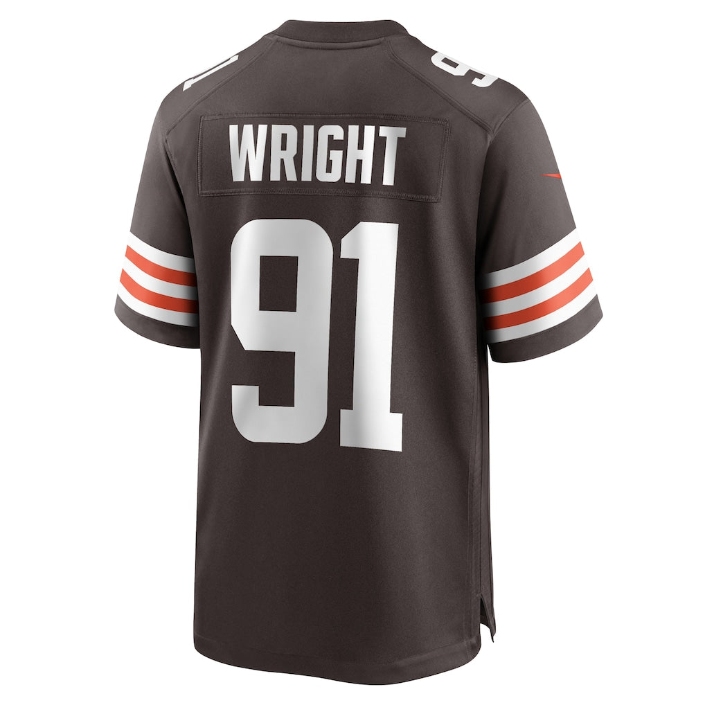 Johmsee C.Browns #91 Alex Wright Brown Team Game Jersey