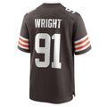 Johmsee C.Browns #91 Alex Wright Brown Team Game Jersey