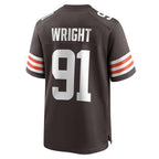 Johmsee C.Browns #91 Alex Wright Brown Team Game Jersey