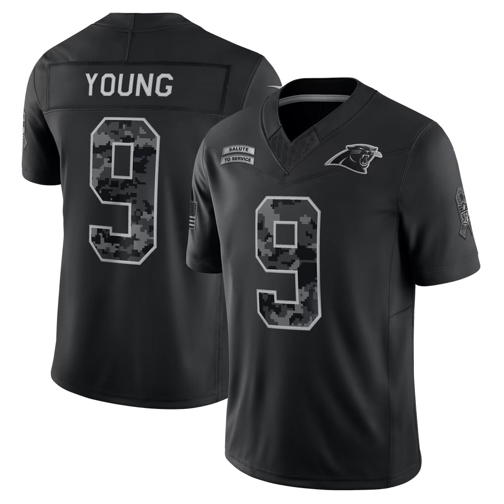 Johmsee C.Panthers #9 Bryce Young Player Black Limited 2026 Salute to Service Home Game Stitched Jerseys