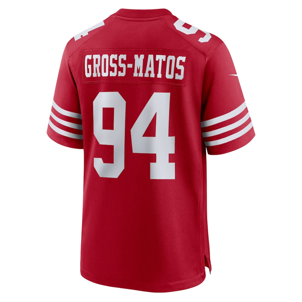 Johmsee SF.49ers #94 Yetur Gross-Matos Scarlet Team Game Jersey