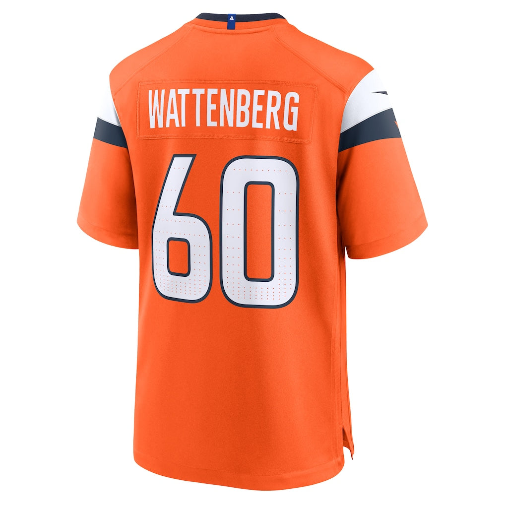 Johmsee D.Broncos #60 Luke Wattenberg Orange Team Game Jersey