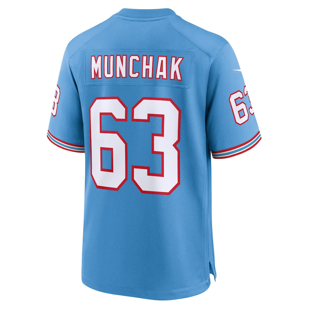 Johmsee T.Titans #63 Mike Munchak Light Blue Retired Player Alternate Game Jersey