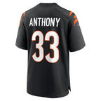 Johmsee C.Bengals #33 Daijahn Anthony Black Game Jersey