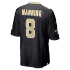 Johmsee NO.Saints #8 Archie Manning Black Retired Player Game Jersey