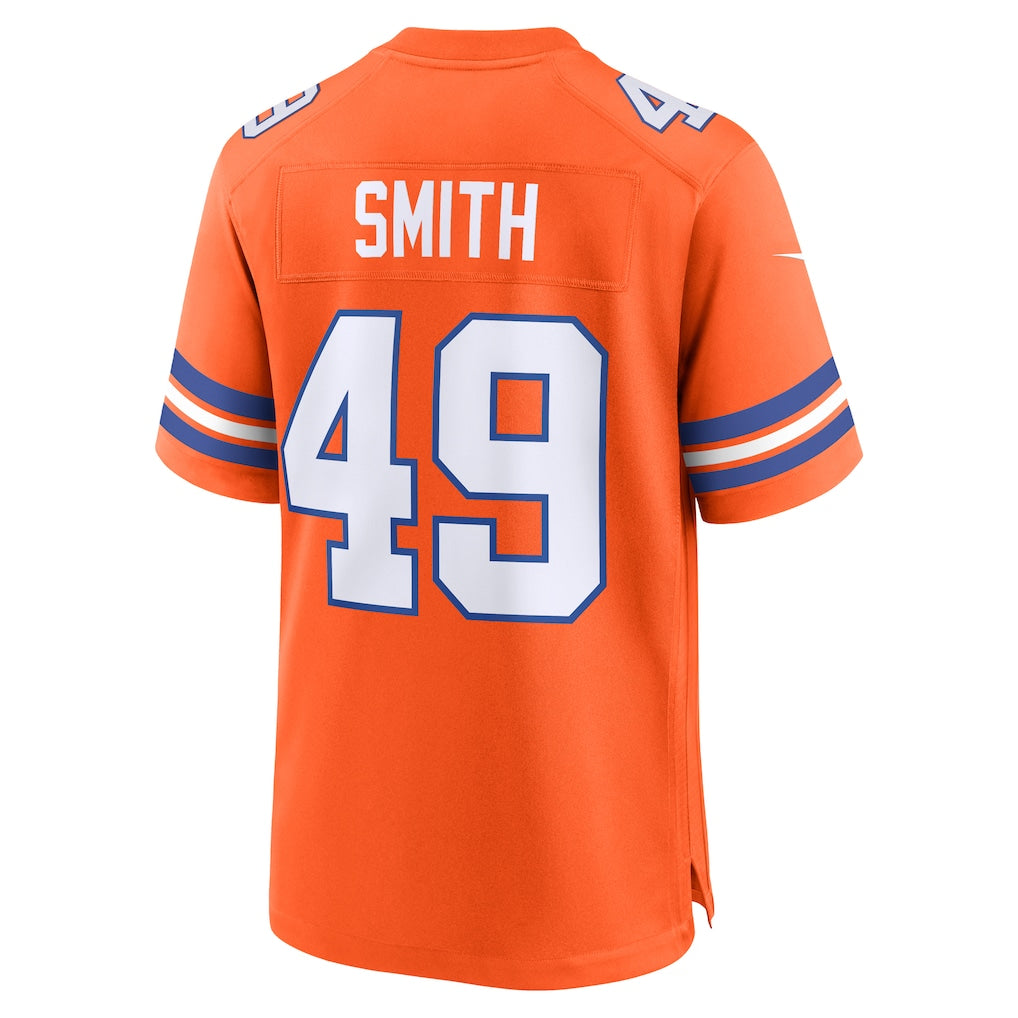 Johmsee D.Broncos #49 Dennis Smith Orange Player Game Jersey