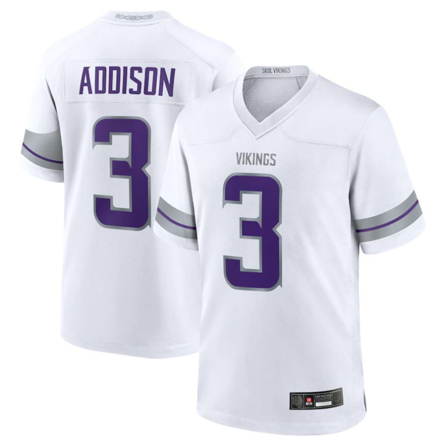 Johmsee #3 Jordan Addison Player MN.Vikings White Alternate Game Stitched Jerseys