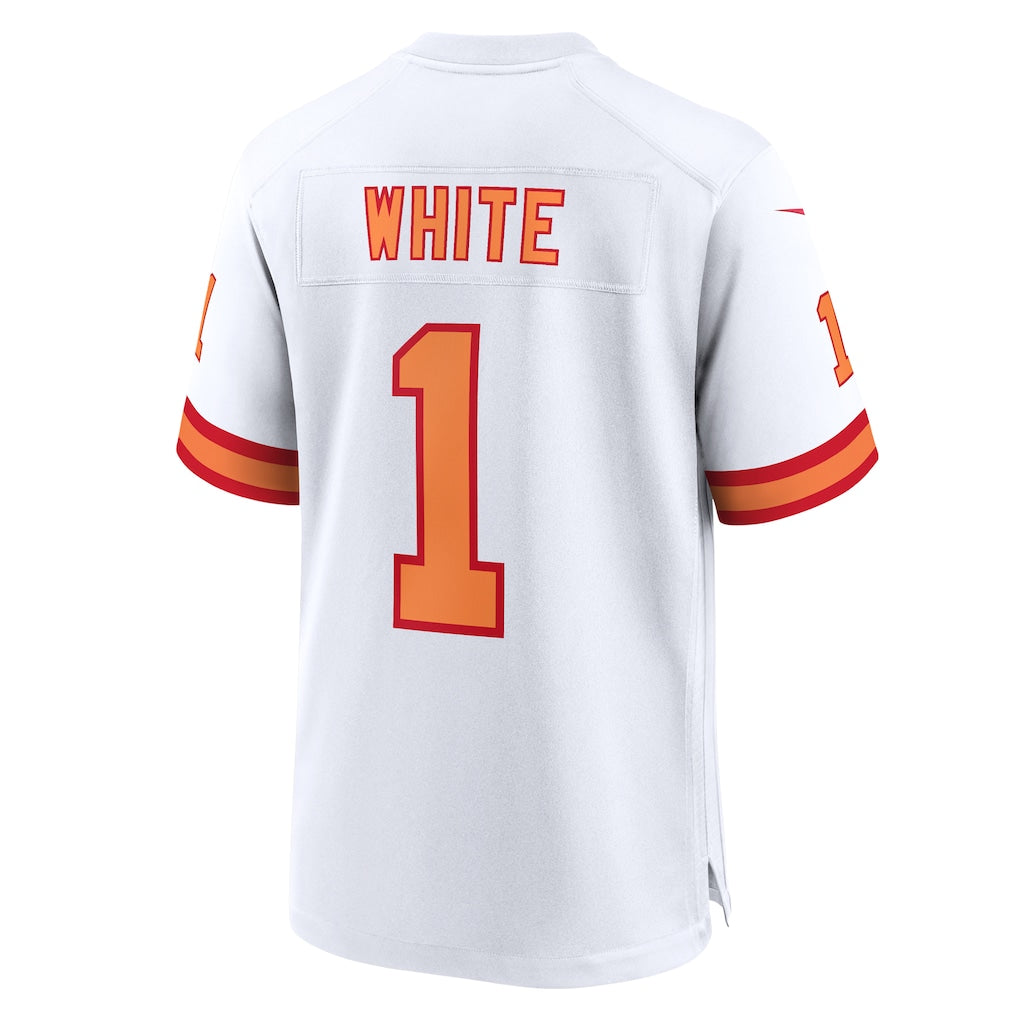 Johmsee TB.Buccaneers #1 Rachaad White White 50th Season Game Jersey