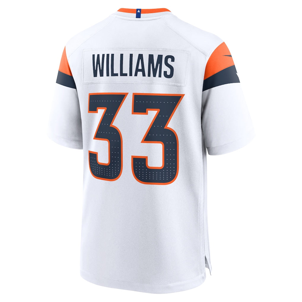 Johmsee D.Broncos #33 Javonte Williams White Mile High Collection Game Jersey