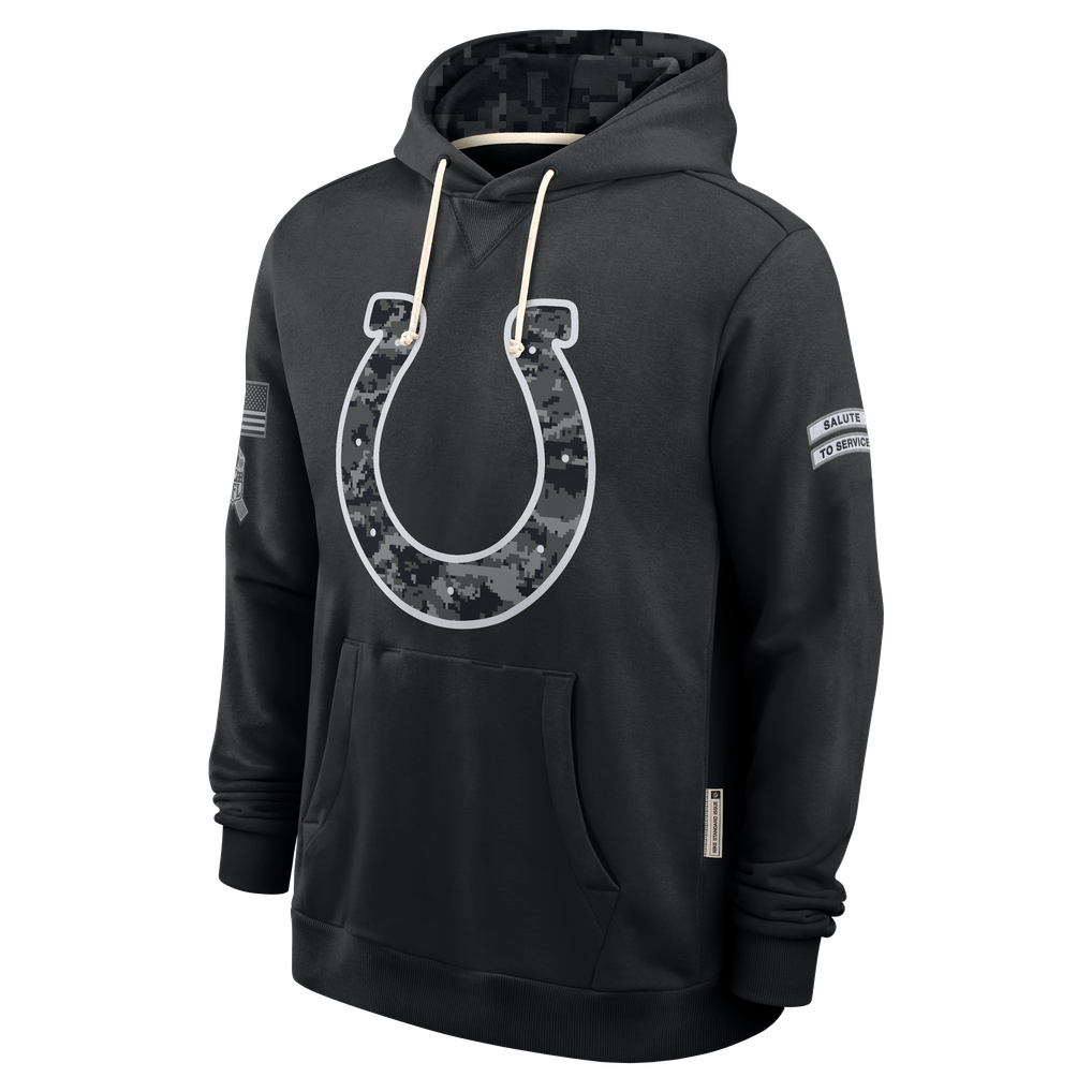 Johmsee IN.Colts Black 2026 Salute to Service Sideline Dri-FIT Pullover Hoodie Jerseys